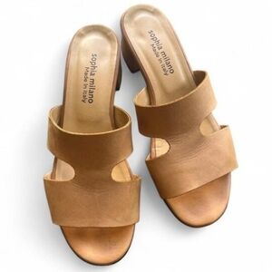 Sophia Milano Flat Wedge Leather Slide Sandals